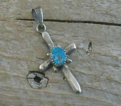 Native American Turquoise Cross Pendant 6